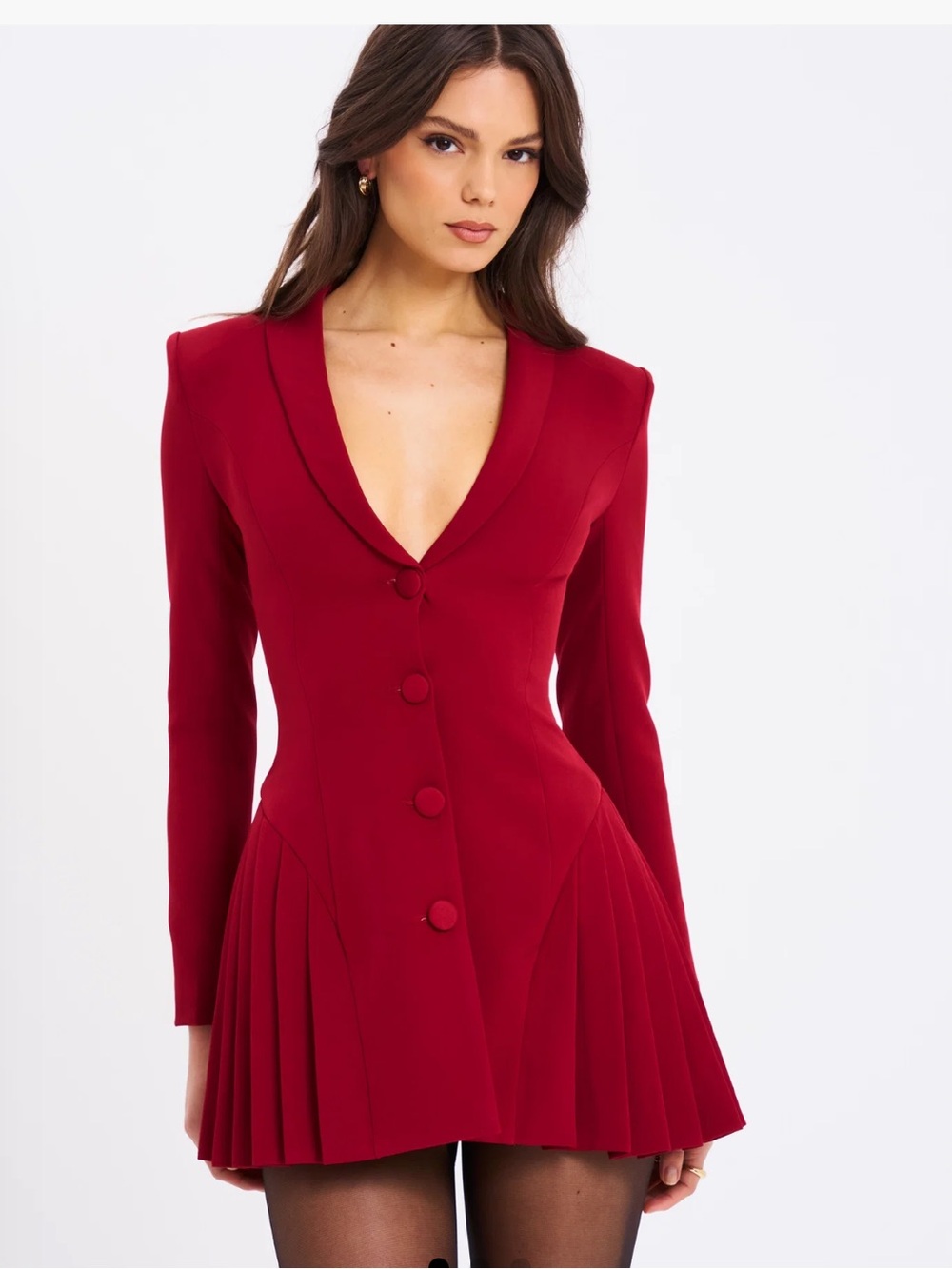 Miss Circle Delia Pleated Blazer Mini Dress Red